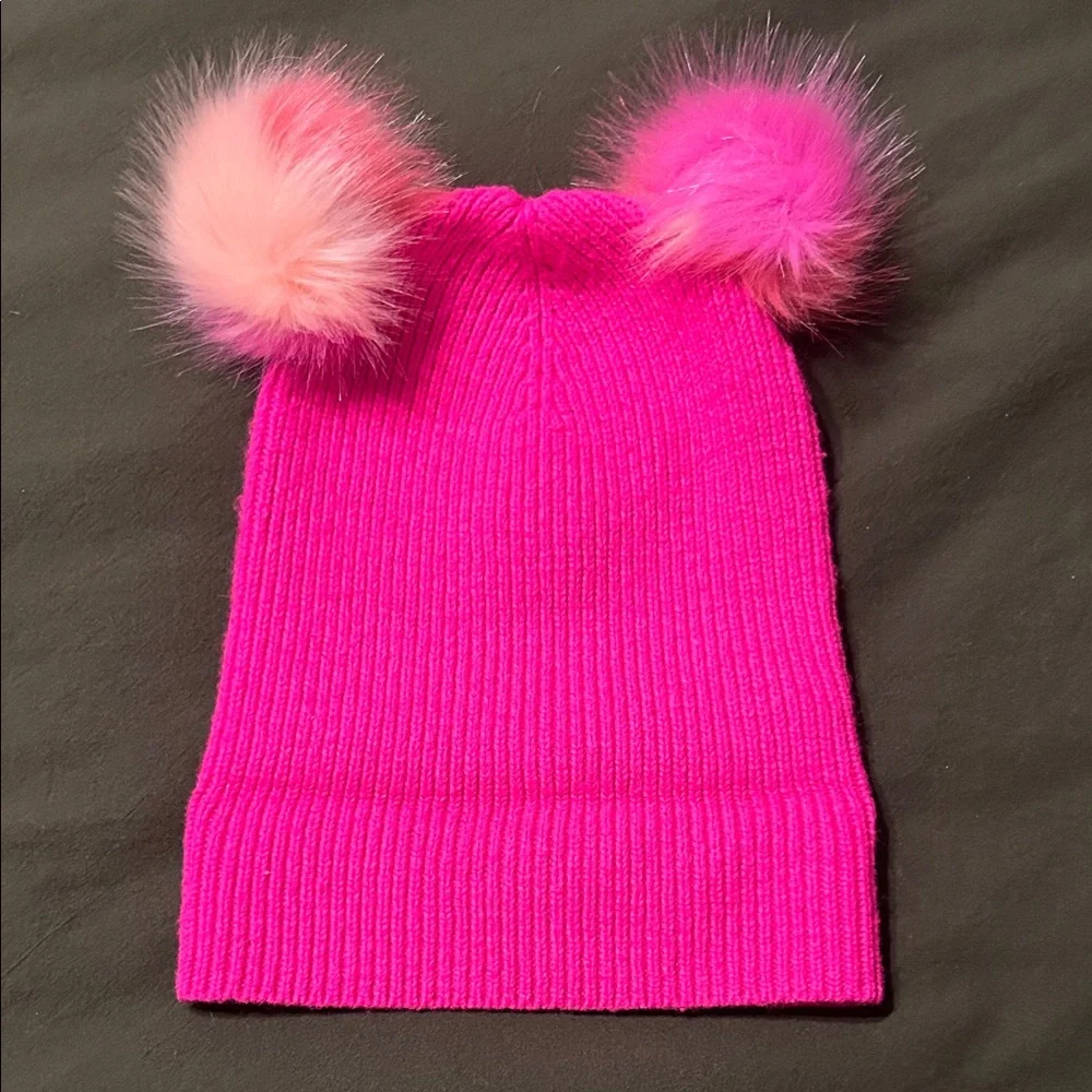 Crewcuts Vibrant Pink Kids Beanie with Pom-Poms